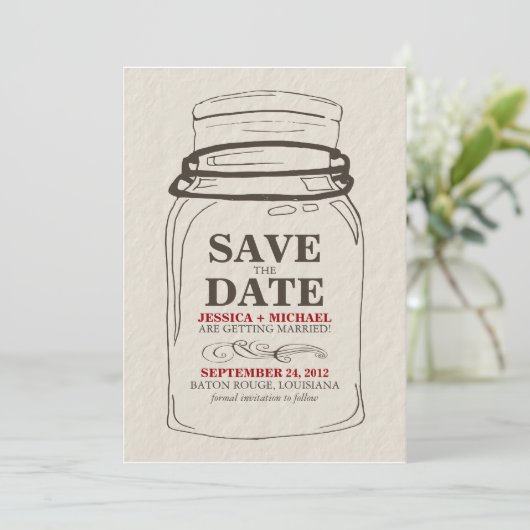 Mason Jar Save the Date (Staand voorkant)