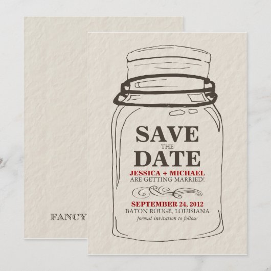 Mason Jar Save the Date (Voorkant / Achterkant)