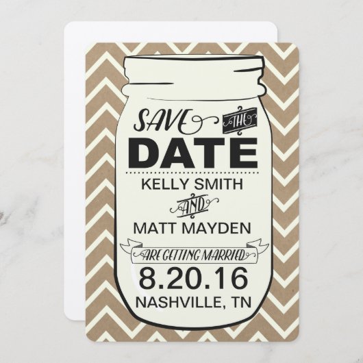 Mason Jar Save the Date (Voorkant / Achterkant)