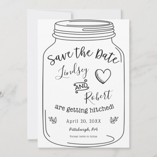 Mason Jar Save the Date Kaart (Voorkant)