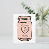 Mason jar save the date - roze (Staand voorkant)