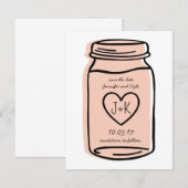 Mason jar save the date - roze (Voorkant / Achterkant)
