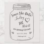 Mason Jar Save the Date Wijn Etiket (Enkel label)