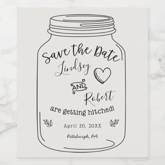 Mason Jar Save the Date Wijn Etiket (Enkel label)