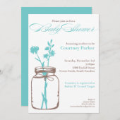 Mason Jar Shower Invitation (blauw) Kaart (Voorkant / Achterkant)