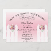 Mason Jar Sip en See Baby Girl Invitation Kaart (Voorkant / Achterkant)