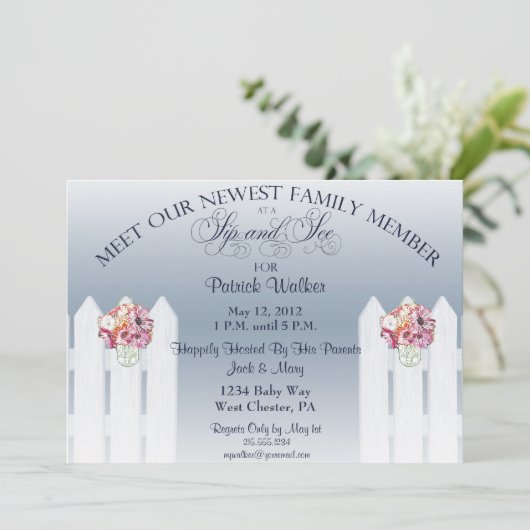 Mason Jar Sip en Zie Uitnodiging (Staand voorkant)