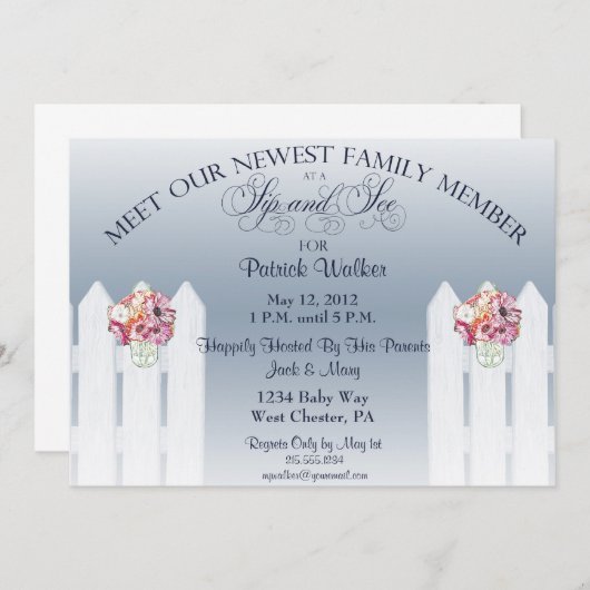 Mason Jar Sip en Zie Uitnodiging (Voorkant / Achterkant)