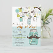 Mason Jar Sip & See Baby Invitation Kaart (Staand voorkant)
