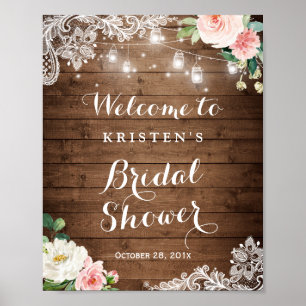 Mason Jar Slingerlichten Bloem Bruids Bruiloft Bor Poster