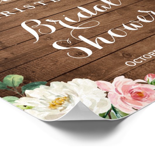 Mason Jar Slingerlichten Bloem Bruidsfeest Sign Poster (Hoek)