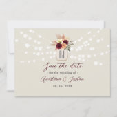 Mason Jar Slingerlichten Bruiloft Save The Date (Voorkant)