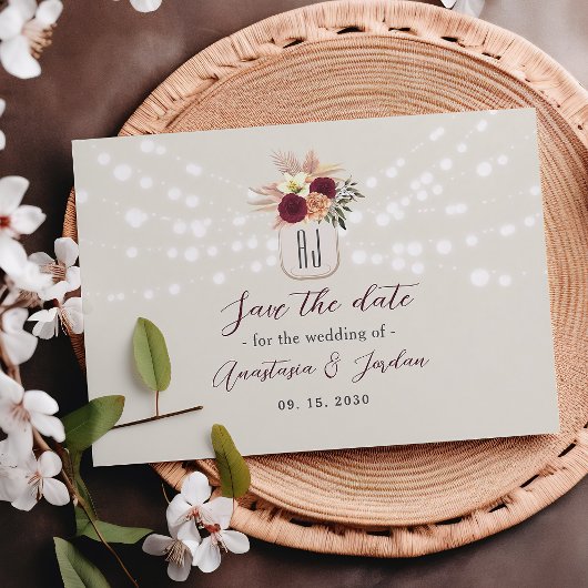 Mason Jar Slingerlichten Bruiloft Save The Date