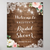 Mason Jar Snoer Lichtjes Bloem Bruidsfeest Sign Poster (Voorkant)