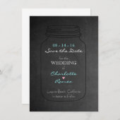 Mason Jar sparen de Uitnodiging van de Datum (Voorkant / Achterkant)