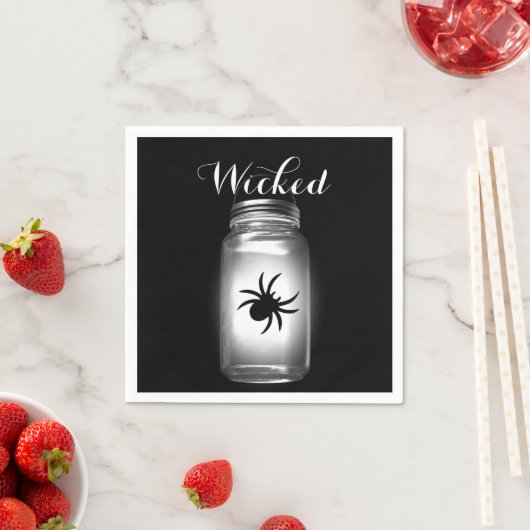Mason Jar Spider Halloween Napkin Servetten (Insitu)