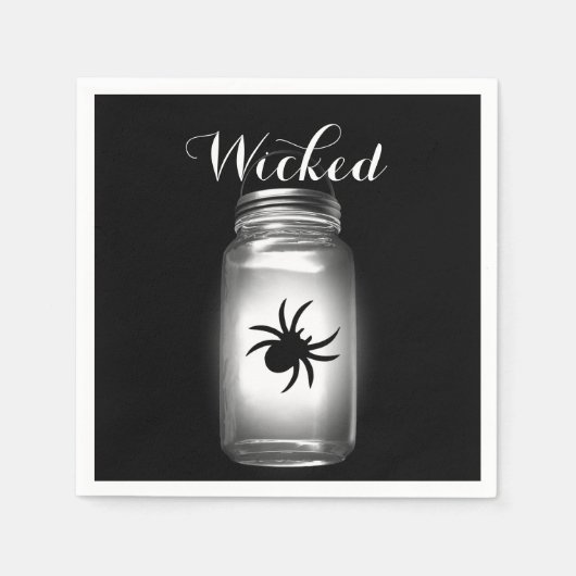 Mason Jar Spider Halloween Napkin Servetten (Voorkant)