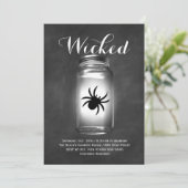 Mason Jar Spider Halloween uitnodiging (Staand voorkant)