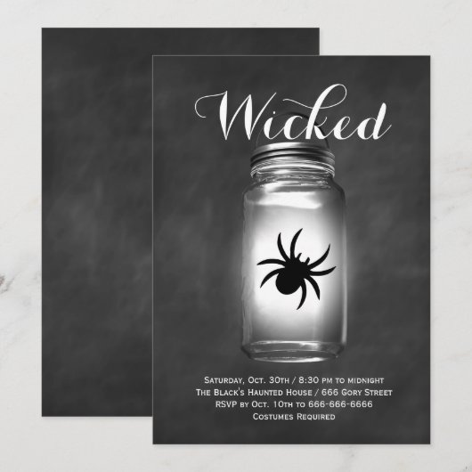 Mason Jar Spider Halloween uitnodiging (Voorkant / Achterkant)