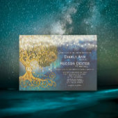 Mason Jar Sprookje Blauw Opulentie & Gouden Bruilo Kaart