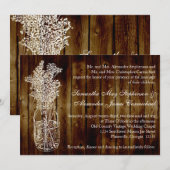 Mason Jar Stamp/Dark Wood Plank bruiloft uitnodigi Kaart (Voorkant / Achterkant)