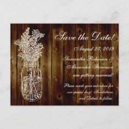 Mason Jar Stamp/Dark Wood Save the Date Aankondigingskaart
