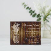 Mason Jar Stamp/Dark Wood Save the Date Aankondigingskaart (Staand voorkant)