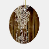 Mason Jar Stamp on Dark Wood Plank Keramisch Ornament (Rechts)