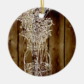 Mason Jar Stamp on Dark Wood Plank Keramisch Ornament (Voorkant)