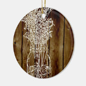 Mason Jar Stamp on Dark Wood Plank Keramisch Ornament (Links)
