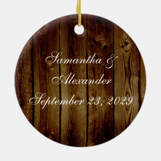 Mason Jar Stamp on Dark Wood Plank Keramisch Ornament (Achterkant)