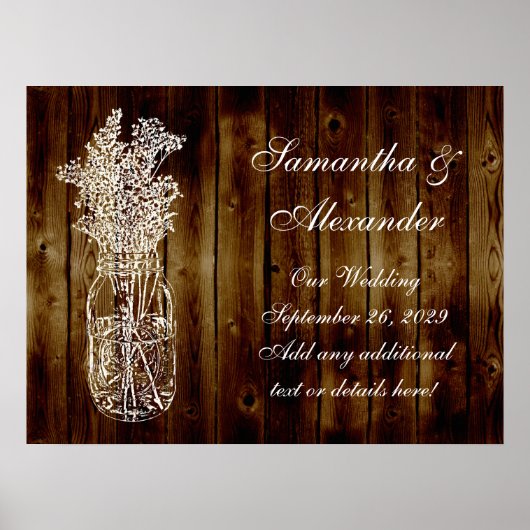 Mason Jar Stamp on Dark Wood Plank Poster (Voorkant)