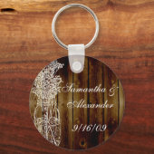 Mason Jar Stamp on Dark Wood Plank Sleutelhanger (Voorkant)