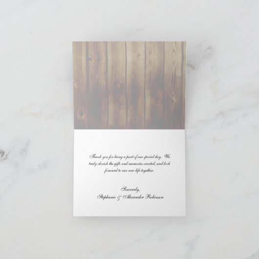 Mason Jar Stamp op Dark Wood Plank Dank u Bedankkaart (Binnen)