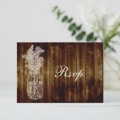 Mason Jar Stamp RSVP op Dark Wood Plank (Staand voorkant)