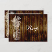 Mason Jar Stamp RSVP op Dark Wood Plank (Voorkant / Achterkant)