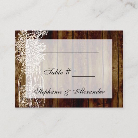 Mason Jar Stamp Tafel Zitplaatsen Kaarten Plaatskaartje (Voorkant)