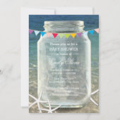 Mason Jar & Starfish Blue Zee Beach Baby shower Kaart (Voorkant)