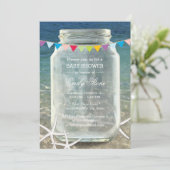 Mason Jar & Starfish Blue Zee Beach Baby shower Kaart (Staand voorkant)