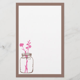 Mason Jar Stationery (roze) Briefpapier