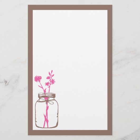 Mason Jar Stationery (roze) Briefpapier (Voorkant)