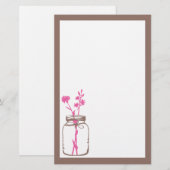 Mason Jar Stationery (roze) Briefpapier (Voorkant / Achterkant)