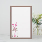 Mason Jar Stationery (roze) Briefpapier (Staand voorkant)
