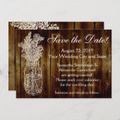 Mason Jar Stempel Donker Houtlook Opslag de Datum Save The Date (Voorkant / Achterkant)