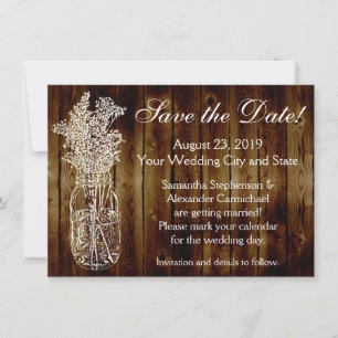 Mason Jar Stempel Donker Houtlook Save the Date