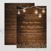 Mason jar string licht gouden kant rustieke bruilo kaart (Voorkant / Achterkant)