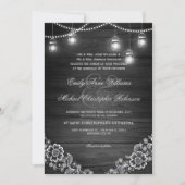 Mason jar string lichte kant rustieke houten bruil kaart (Voorkant)