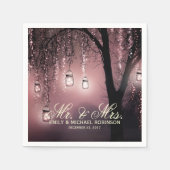 Mason jar string lichten boom rustieke bruiloft servetten (Voorkant)