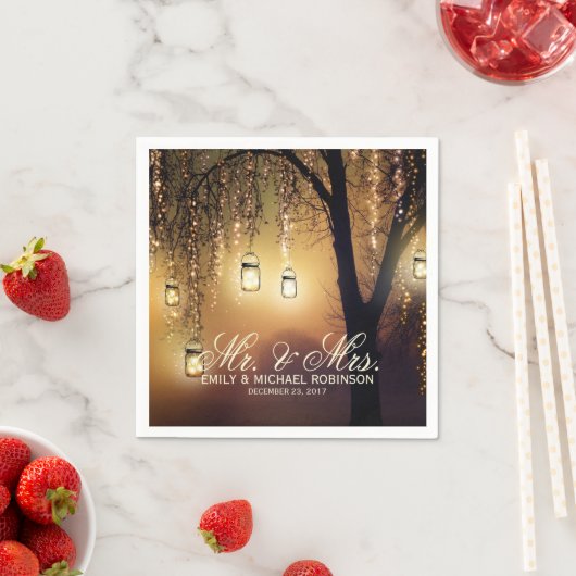 Mason jar string lichten boom rustieke bruiloft servetten (Insitu)