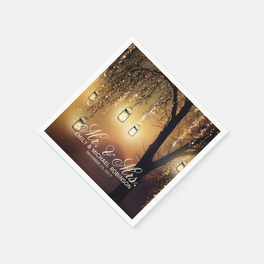 Mason jar string lichten boom rustieke bruiloft servetten (Hoek)